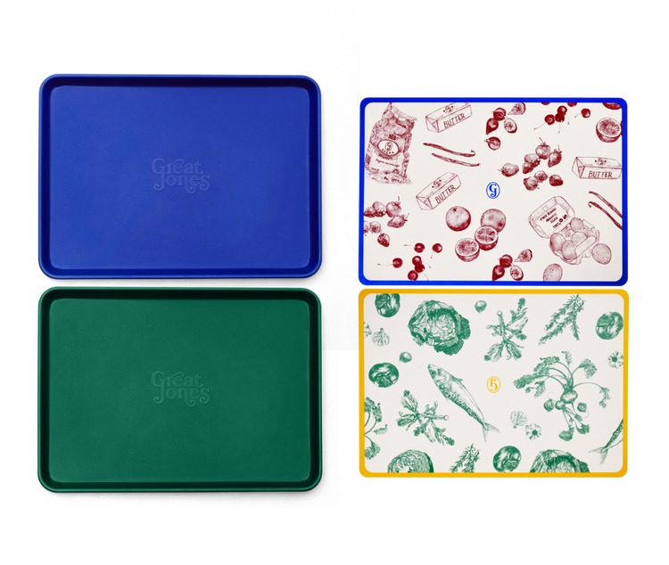 Holy Sheet Duo & Baking Mats Bundle Great Jones Blueberry Broccoli