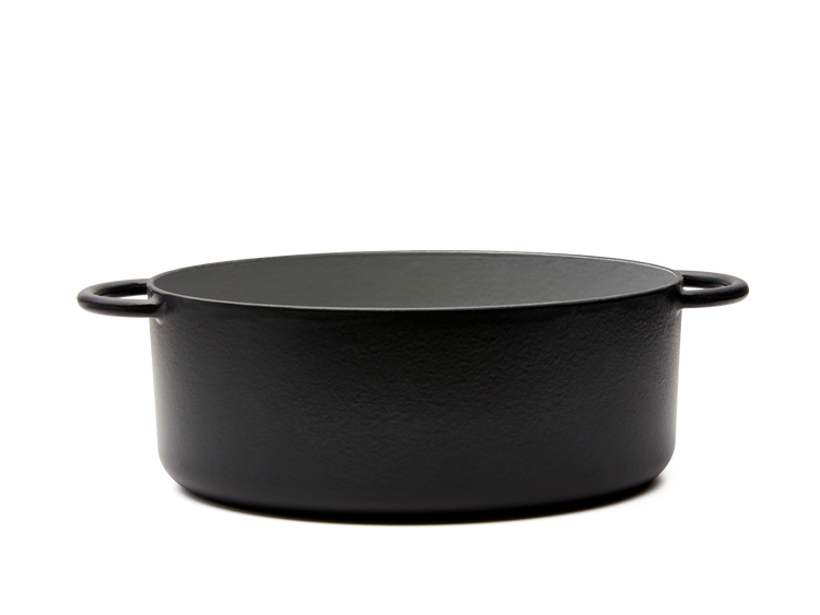 Enameled cast-iron Dutch oven in pepper black - side view no lid